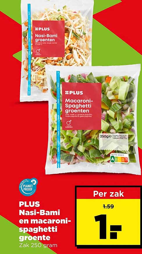 PLUS Nasi-Bami en macaroni-spaghetti groente Zak 250 gram