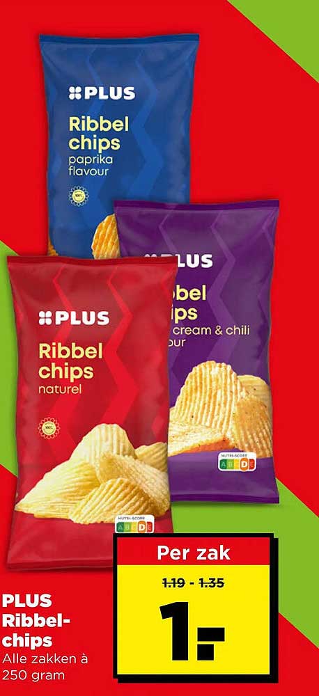 PLUS Ribbelchips Alle zakken à 250 gram
