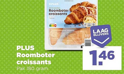 PLUS Roomboter croissants Pak 180 gram LAAG BLIJVERS