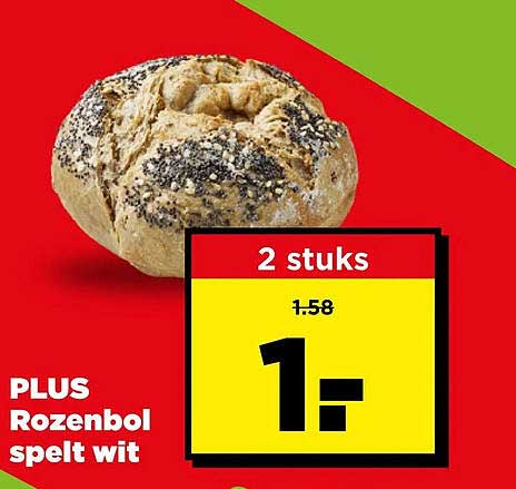 PLUS Rozenbol spelt wit 2 stuks