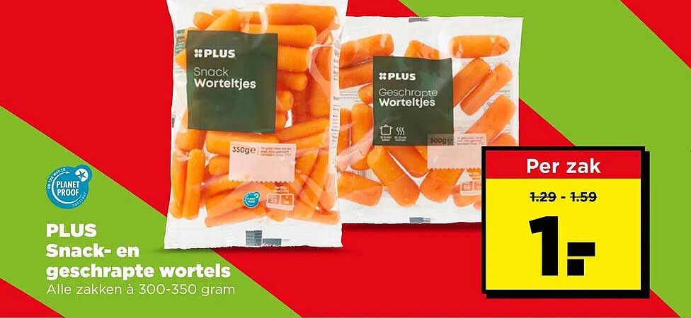 PLUS Snack- en geschrapte wortels Alle zakken à 300-350 gram