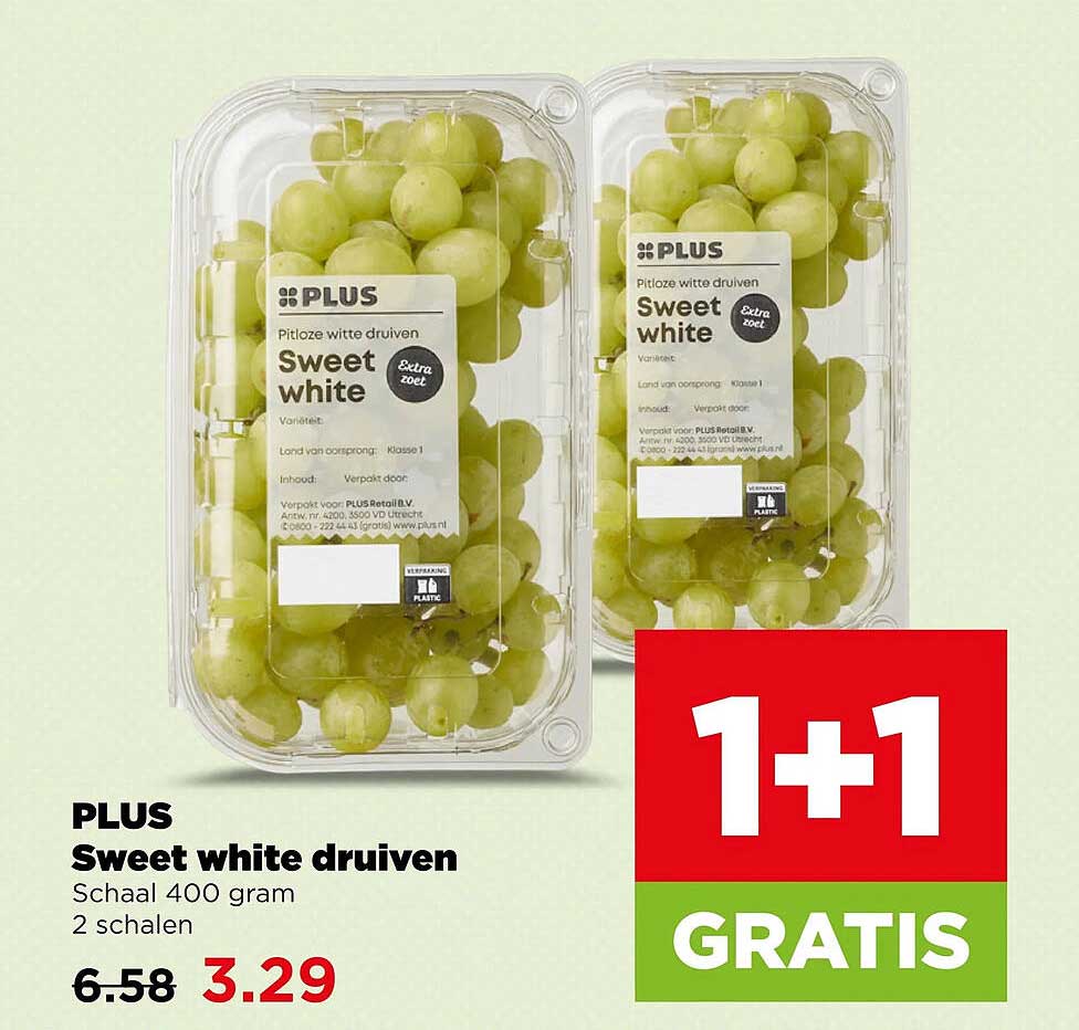 PLUS Sweet white druiven 1+1 GRATIS