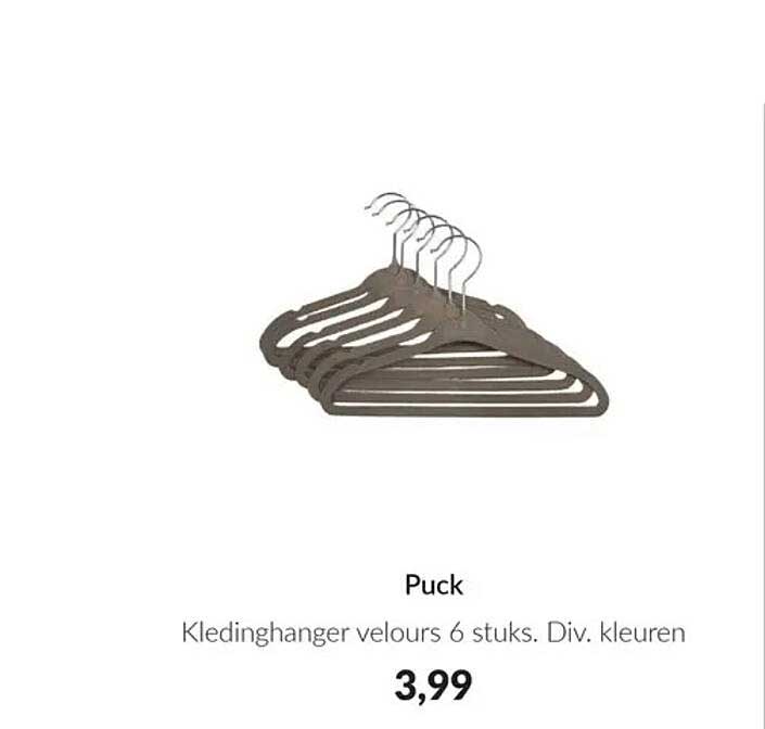 Puck Kledinghanger velours 6 stuks. Div. kleuren
