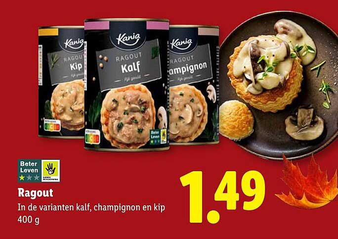 Ragout In de varianten kalf, champignon en kip 400 g