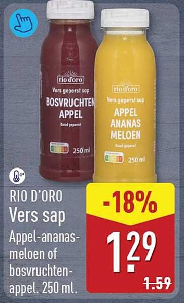 RIO D'ORO Vers sap Appel-ananas-meloen of bosvruchten-appel, 250 ml -18%