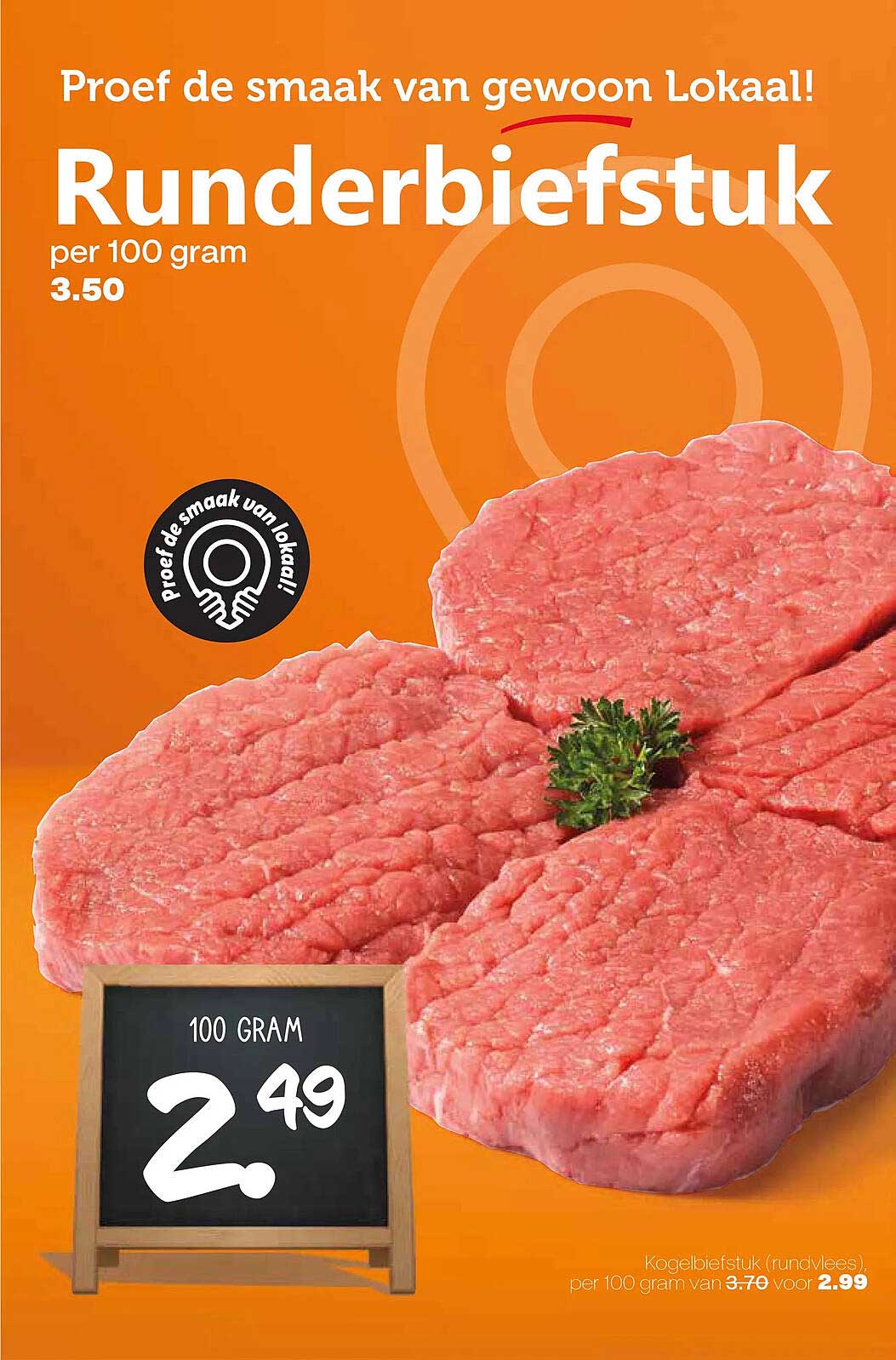 Runderbiefstuk per 100 gram