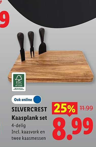 SILVERCREST Kaasplank set 4-delig Incl. kaasvork en twee kaasmessen 25%