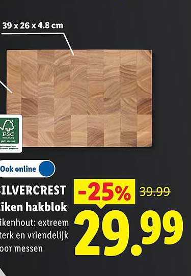 SILVERCREST snijplanken hakblok -25%
