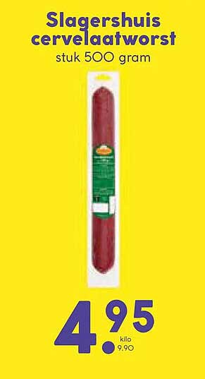 Slagershuis cervelaatworst stuk 500 gram