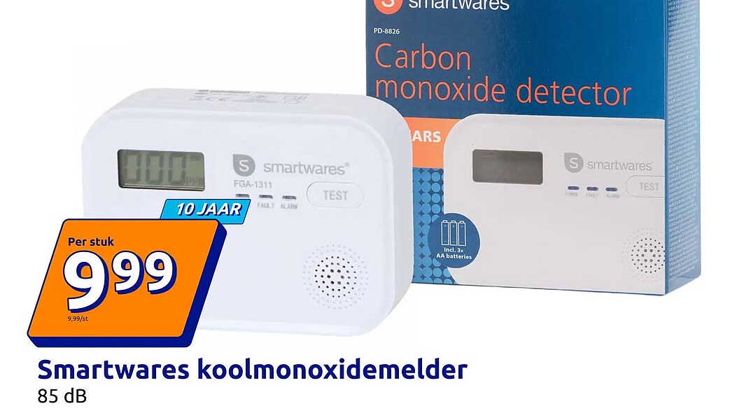 Smartwares koolmonoxidemelder 85 dB