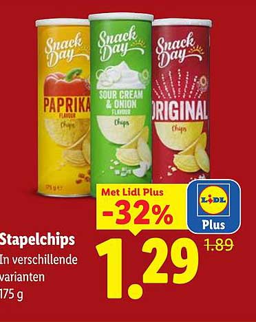 Snack Day stapelchips in verschillende varianten 175 g