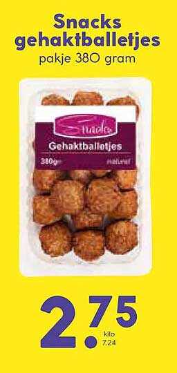 Snacks gehaktballetjes pakje 380 gram