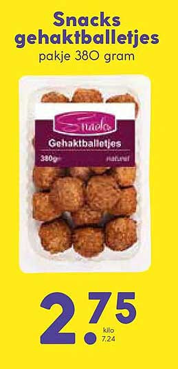 Snacks gehaktballetjes pakje 380 gram