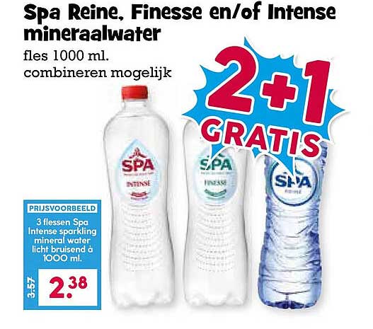 Spa Reine, Finesse en/of Intense mineraalwater 2+1 gratis