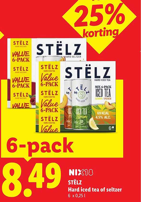 STËLZ Hard iced tea of seltzer 6-pack 25% korting