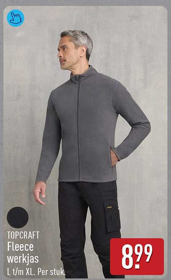 TOPCRAFT Fleece werkjas L t/m XL. Per stuk.