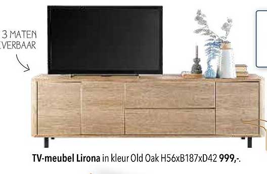 TV-meubel Lirona in kleur Old Oak H56xB187xD42