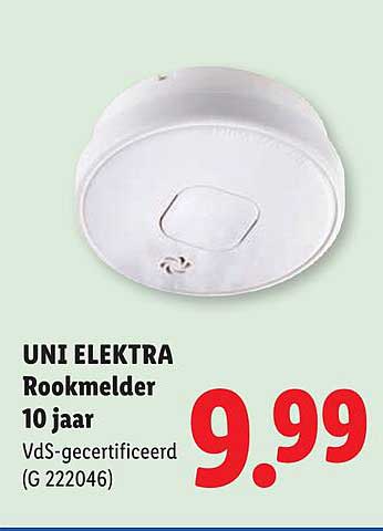 UNI ELEKTRA Rookmelder 10 jaar VdS-gecertificeerd (G 222046)