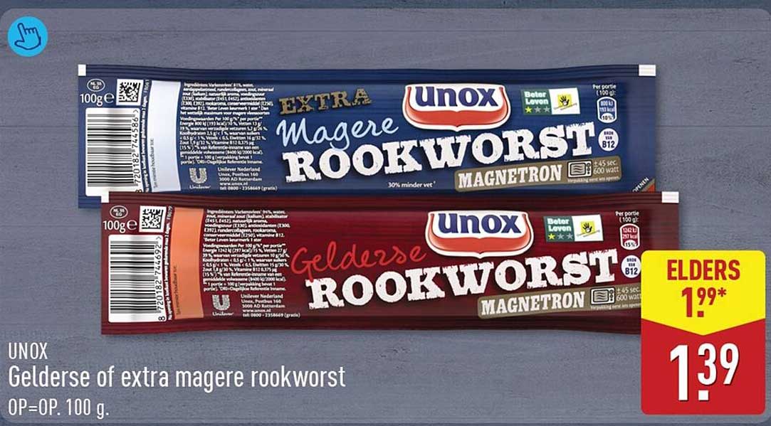 Unox Gelderse of extra magere rookworst