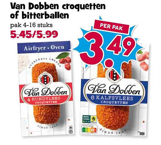 Van Dobben croquetten of bitterballen pak 4-16 stuks