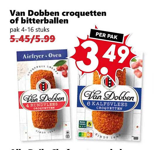 Van Dobben croquetten of bitterballen pak 4-16 stuks PER PAK