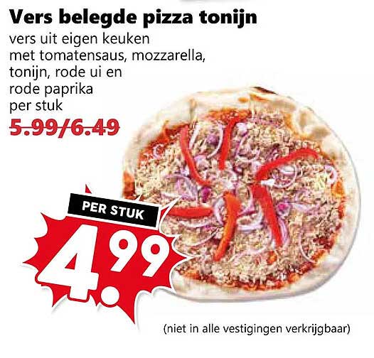 Vers belegde pizza tonijn