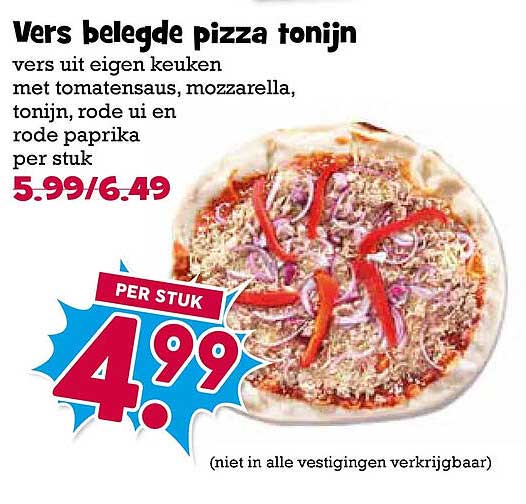 Vers belegde pizza tonijn