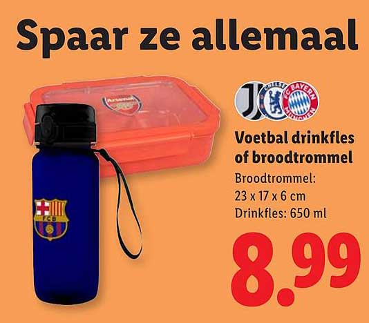 Voetbal drinkfles of broodtrommel