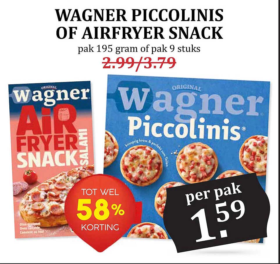 WAGNER PICCOLINIS OF AIRFRYER SNACK pak 195 gram of pak 9 stuks