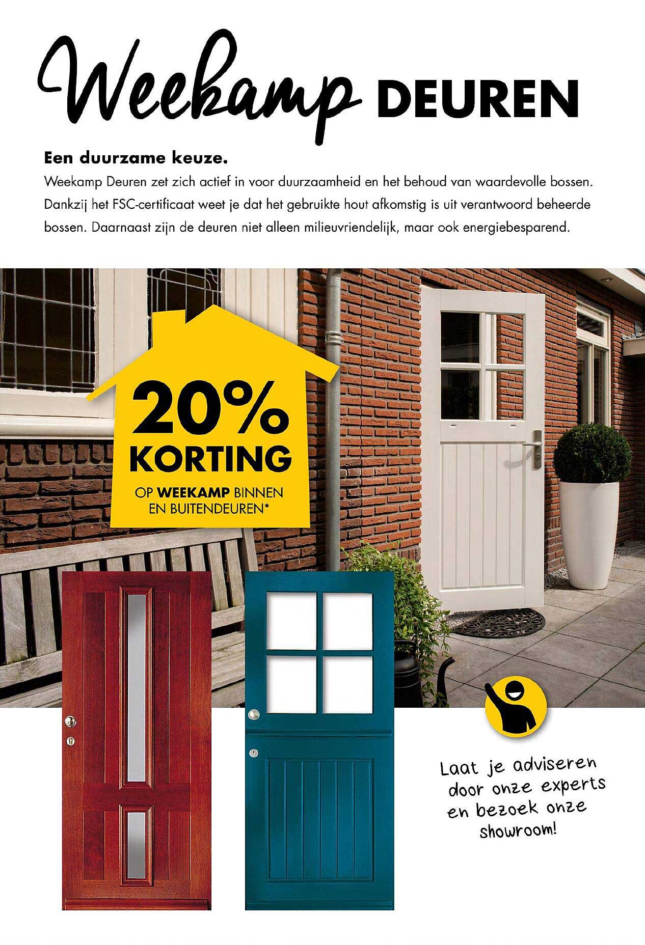 Weekamp Deuren 20% korting op Weekamp binnen en buitendeuren