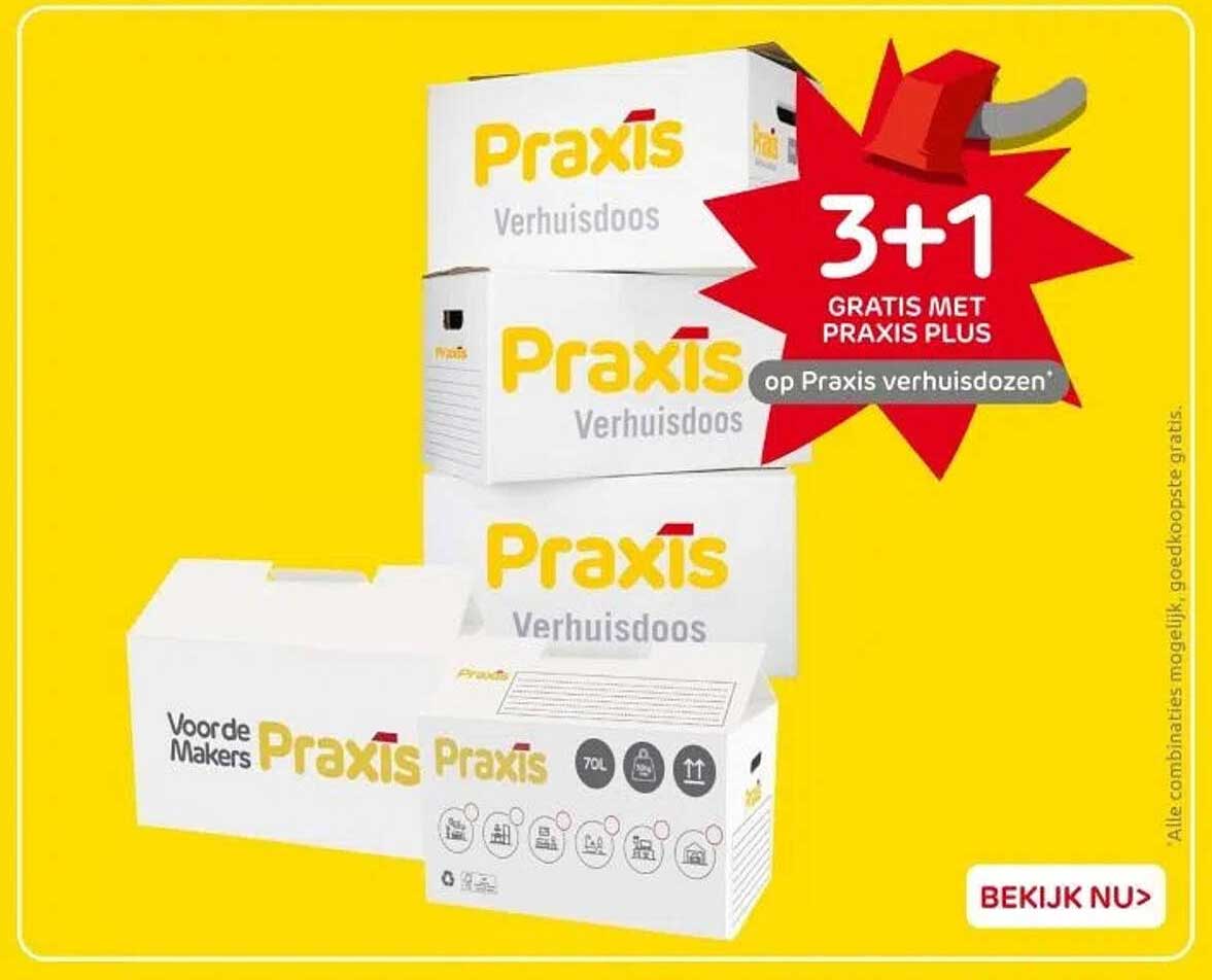 3+1 GRATIS MET PRAXIS PLUS op Praxis verhuisdozen*