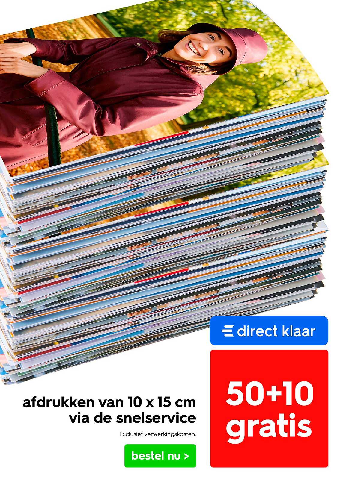 afdrukken van 10 x 15 cm via de snelservice