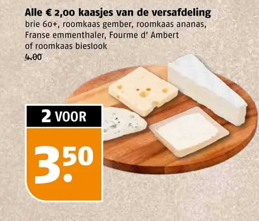 Alle € 2,00 kaasjes van de versafdeling