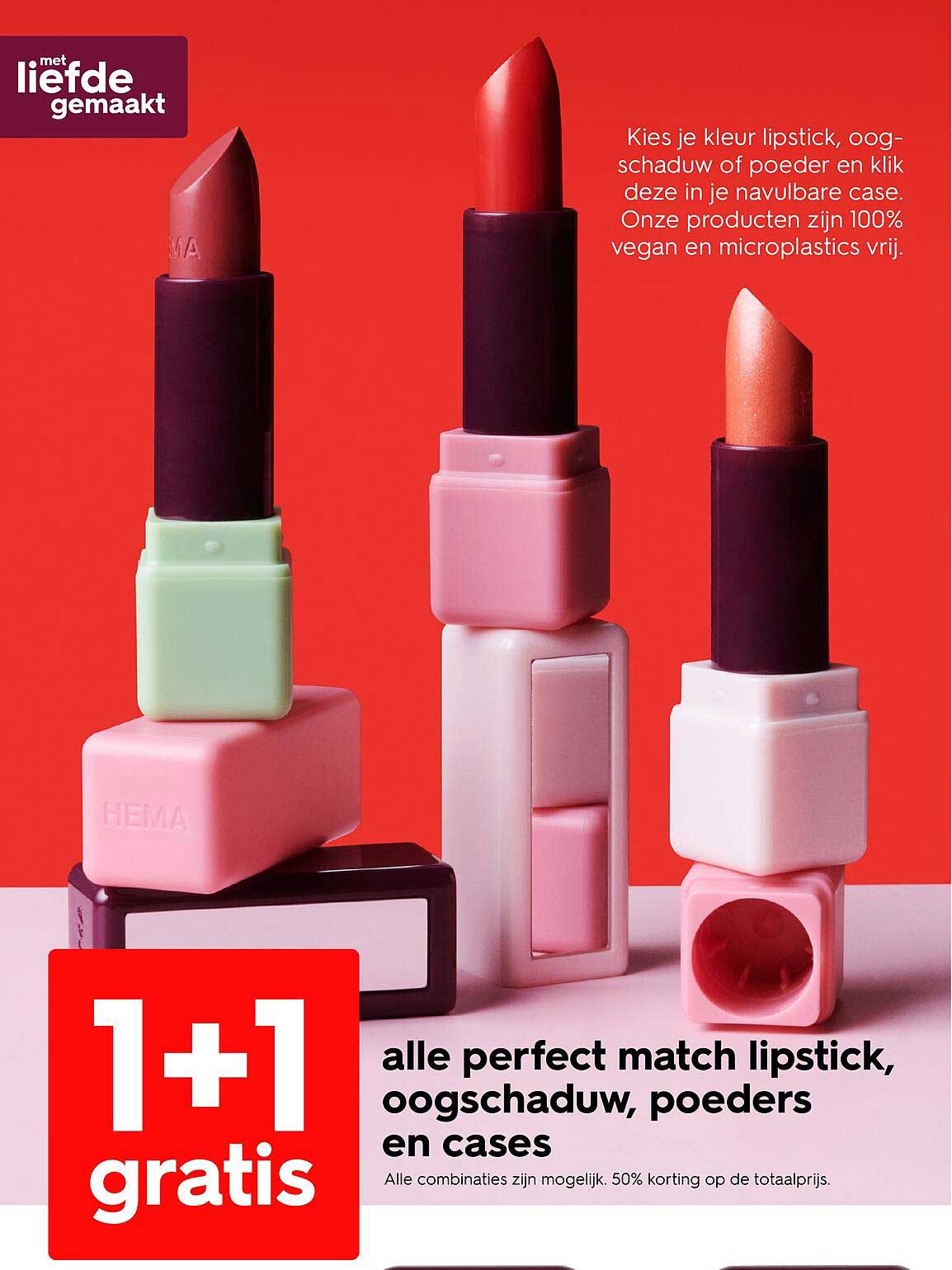 alle perfect match lipstick, oogschaduw, poeders en cases