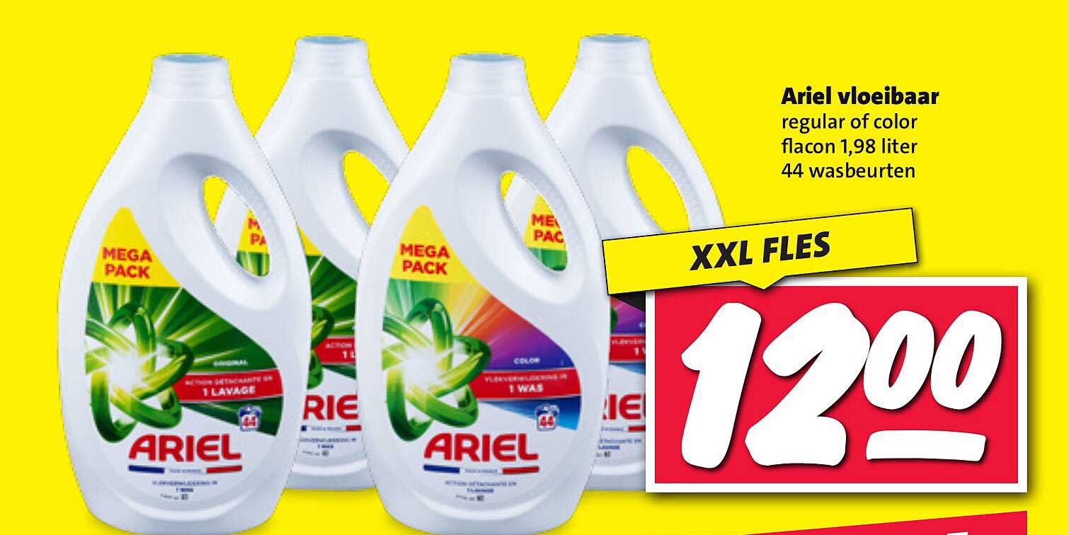 Ariel vloeibaar regular of color flacon 1,98 liter 44 wasbeurten