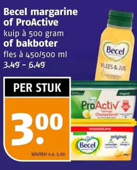 Becel margarine of ProActive kuip à 500 gram of bakboter fles à 450/500 ml