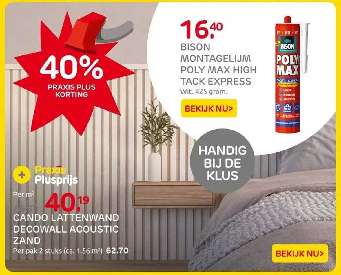 BISON MONTAGELIJM POLY MAX HIGH TACK EXPRESS Wit, 425 gram.