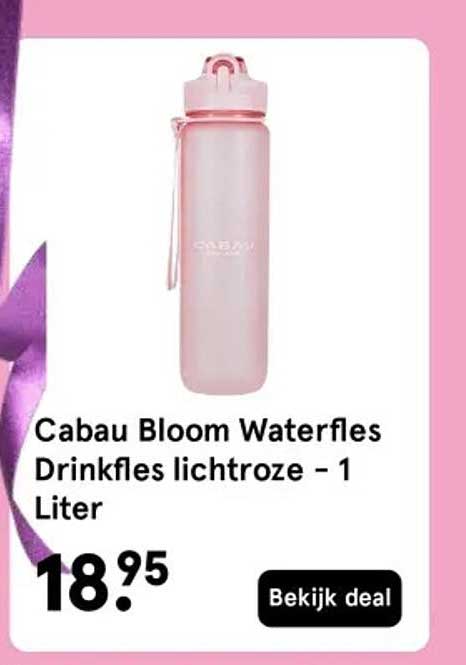 Cabau Bloom Waterfles Drinkfles lichtroze - 1 Liter