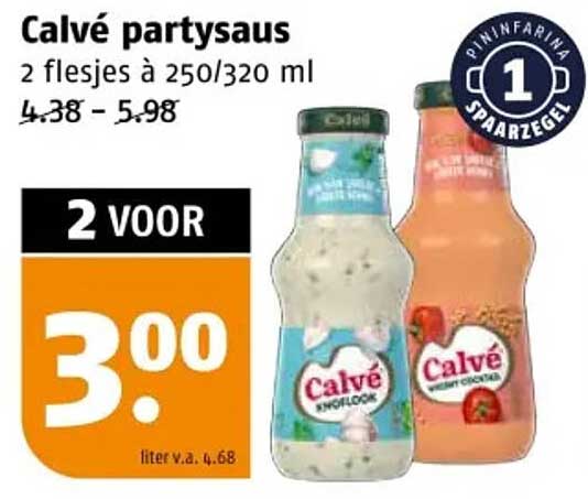 Calvé partysaus 2 flesjes à 250/320 ml