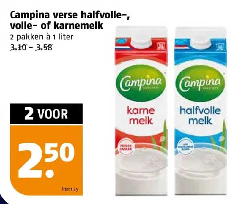 Campina verse halfvolle-, volle- of karnemelk