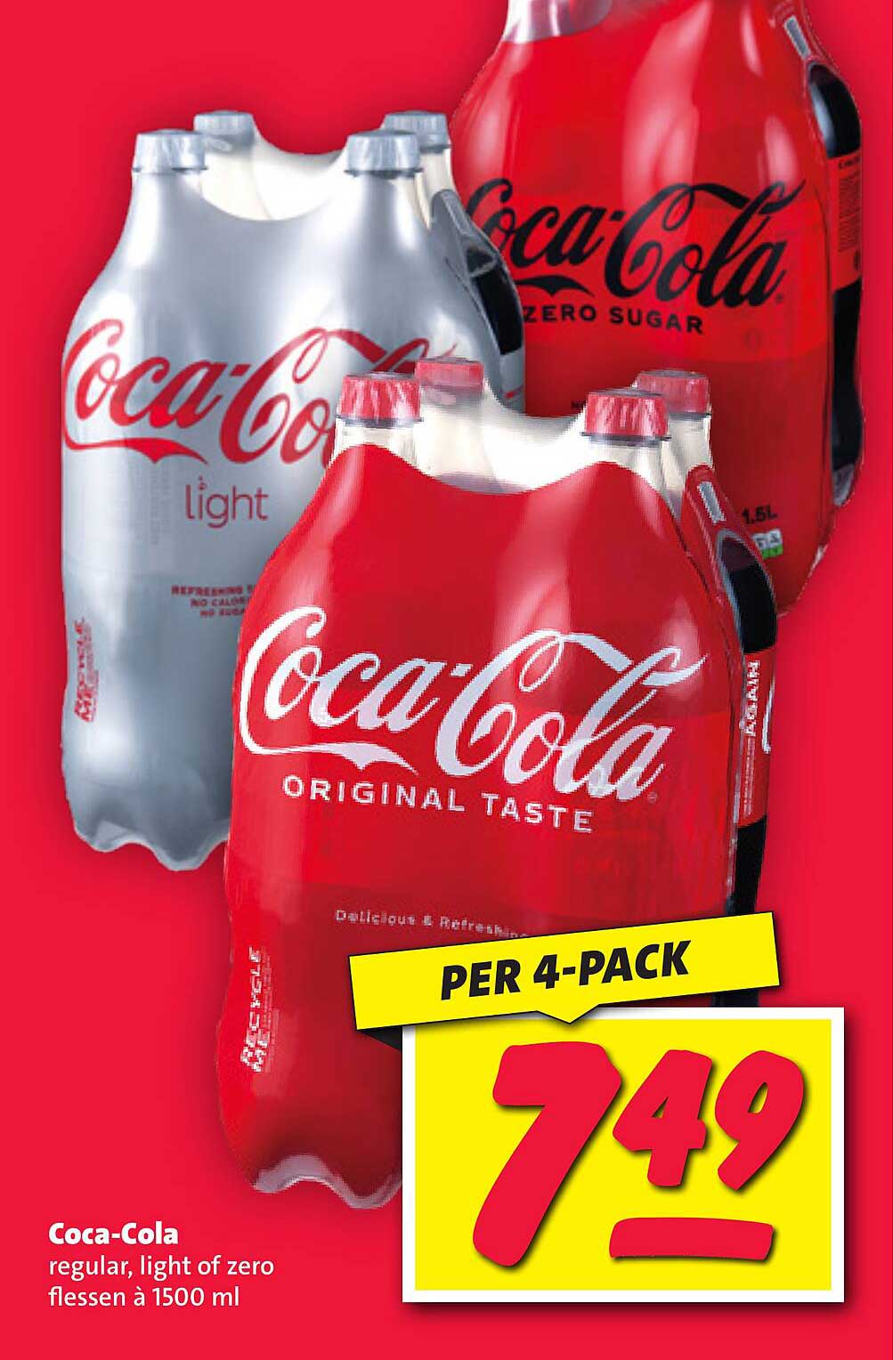 Coca-Cola regular, light of zero flessen à 1500 ml
