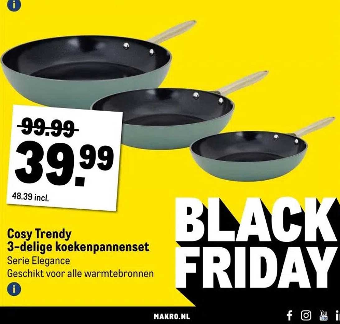 Cosy Trendy 3-delige koekenpannenset