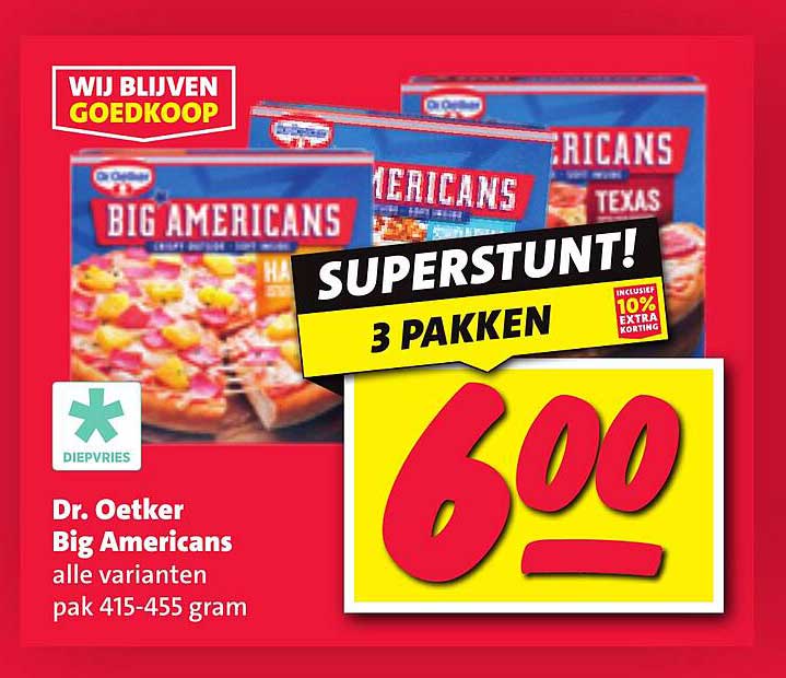 Dr. Oetker Big Americans alle varianten pak 415-455 gram