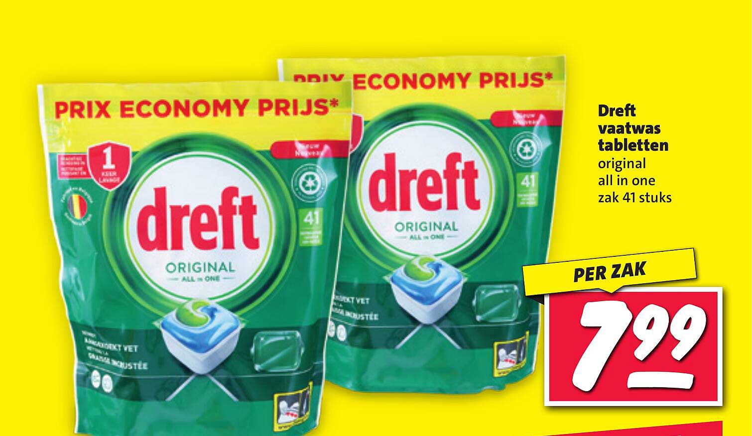 Dreft vaatwas tabletten original all in one zak 41 stuks