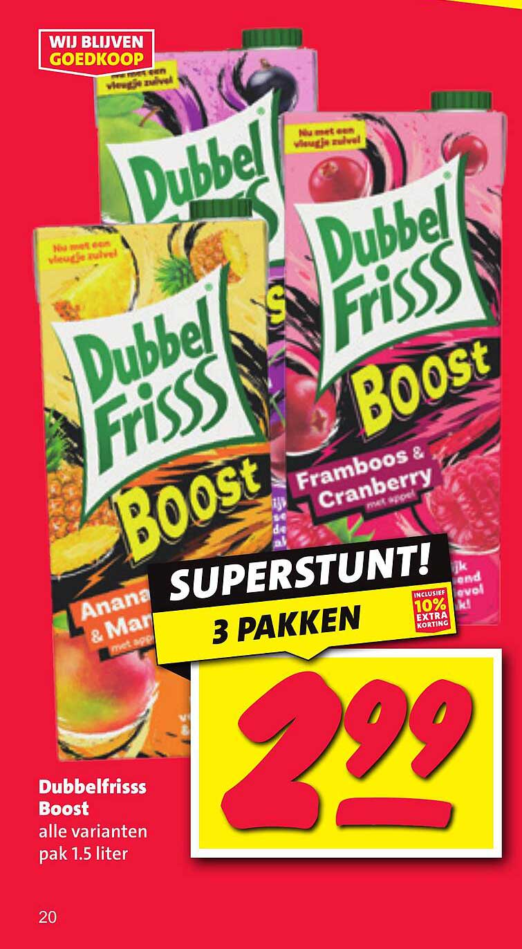 Dubbelfrisss Boost alle varianten pak 1.5 liter
