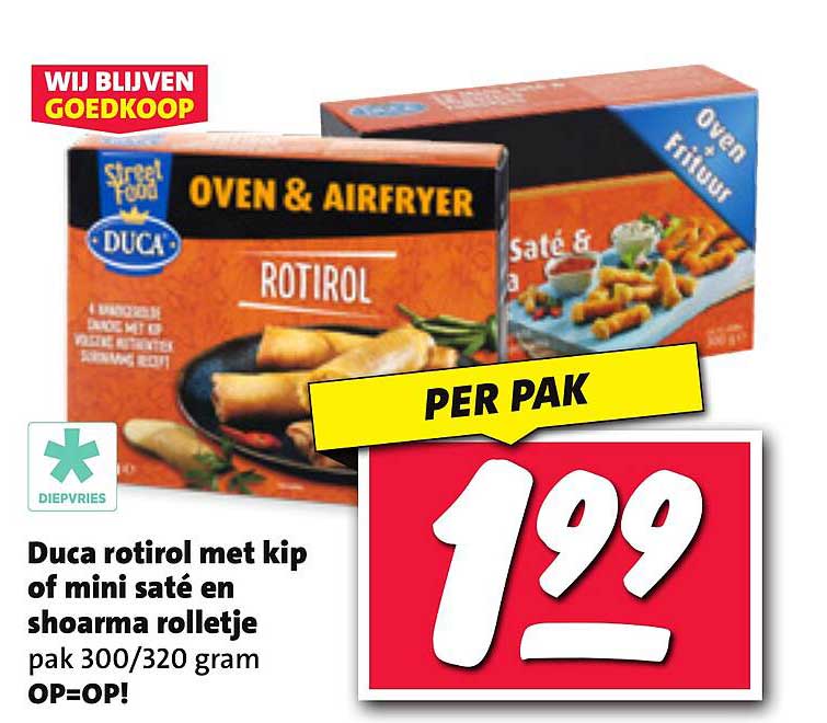 Duca rotirol met kip of mini saté en shoarma rolletje pak 300/320 gram