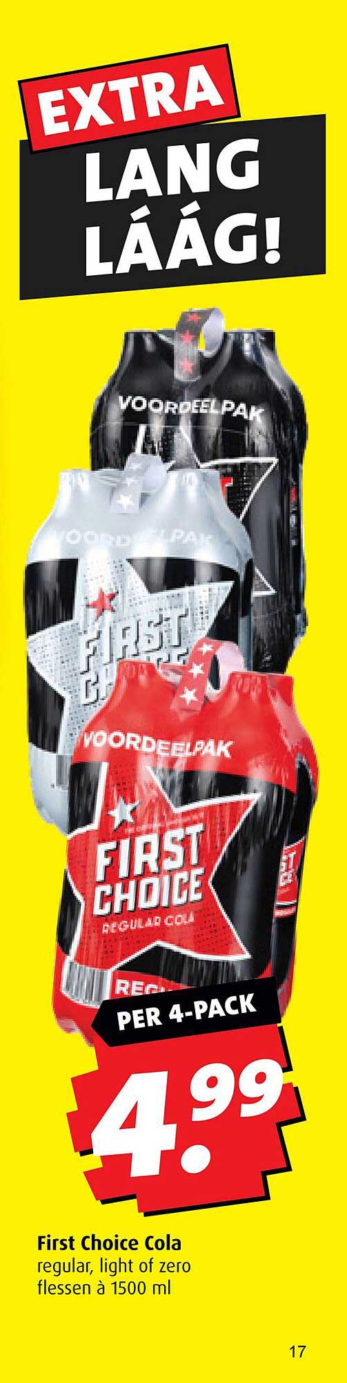 First Choice Cola regular, light of zero flessen à 1500 ml