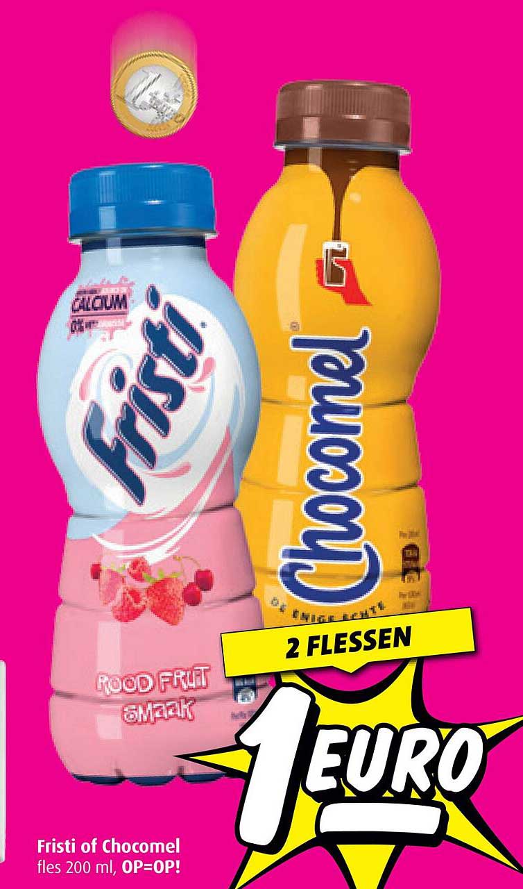 Fristi of Chocomel fles 200 ml, OP=OP!