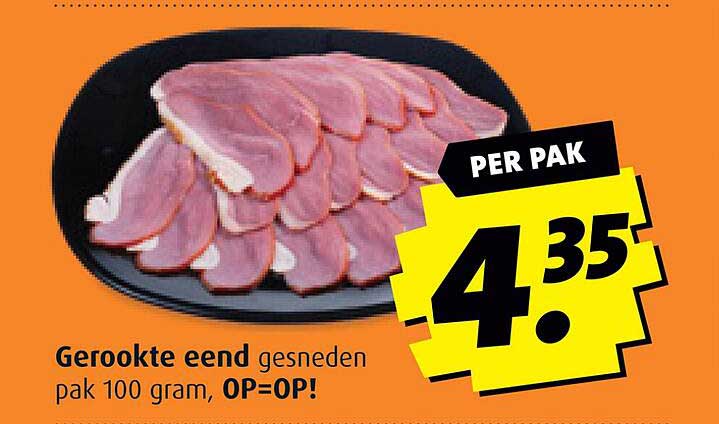 Gerookte eend gesneden pak 100 gram, OP=OP!