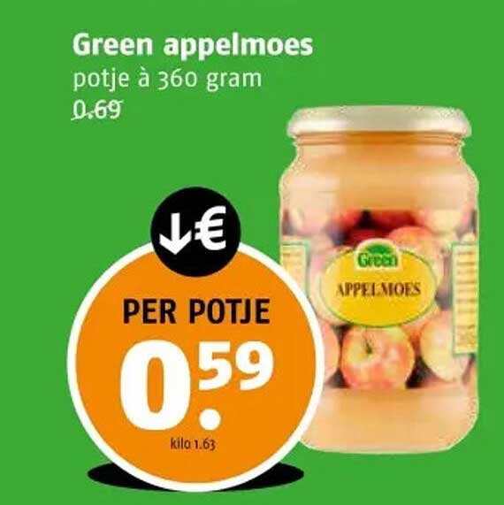 Green appelmoes potje à 360 gram